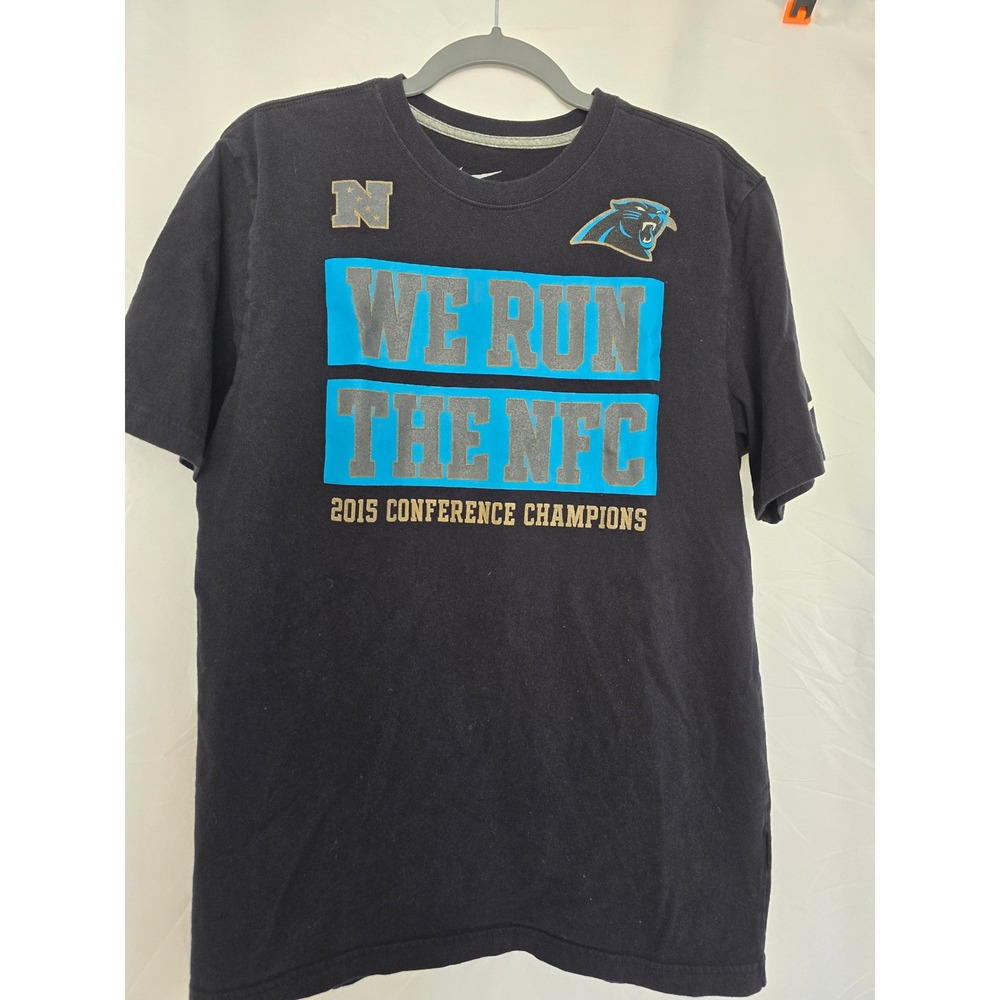 Nike Carolina‎ Panthers NFC 2015 Conference Champions T Shirt Men's Large Black